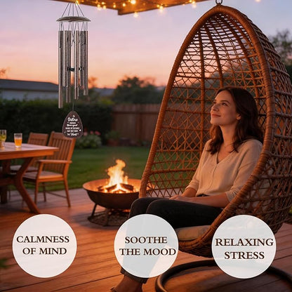 Sister Gifts Wind Chimes - Metal Windchimes Outdoors with Greeting Card Waterproof Hanging Decor for Garden Patio Yard Balcony Backyard Appreciation Sisterhood Birthday Gift for Sisters