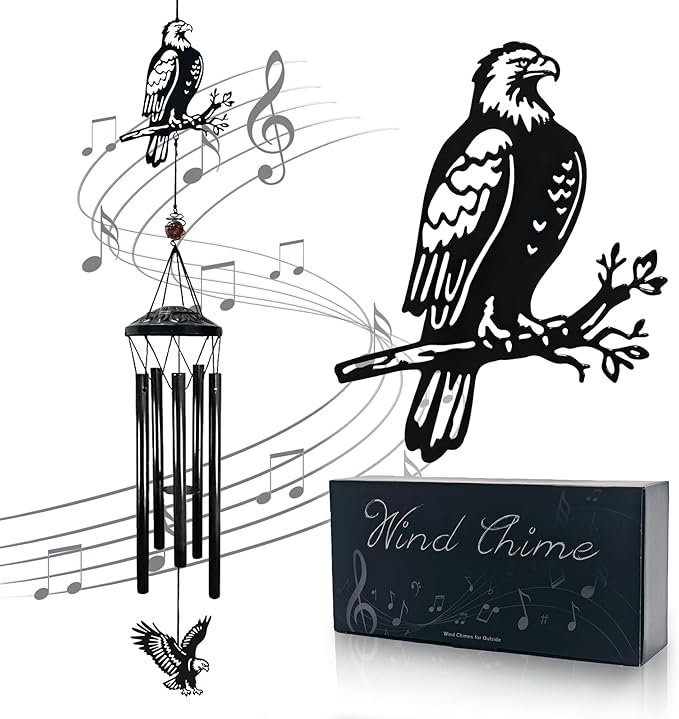 Memorial Wind Chimes Outdoor Decor - 40" Bald Eagle Large Wind Chimes for Outside Deep Tone,Memorial Windchimes for Backyard Balcony Porch Home Decor,Best Gifts for Women/Men Friend Birthday Holiday