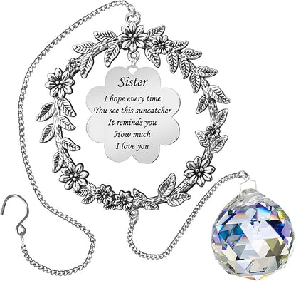 Birthday Sisters Gifts from Sister Brother, Christmas, Birthday, Valentines Day, Suncatcher Gifts for Sister/Sister in Law, Sun Catcher Sister Gift Ideas