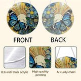Butterfly Flower Suncatcher, Blue Flower Window Wall Art, Acrylic Sun Catcher for Window Door Hanging, Home Garden Decors, Mother's Day Christmas Festival Gift for Women Mom Grandma