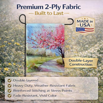 Caroline's Treasures Michigan Apple Blossoms in Watercolor Garden Flag Mailbox Flag Decorative Yard Flag Banner Outside Patio Artwork Yard Flower Beds, Garden Size, Multicolor