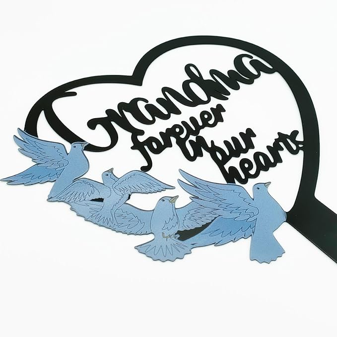 HPMAISON 11 inch Metal Grandma Memorial Stake Grave Decorations for Cemetery Gravesite Sympathy Markers Waterproof Memorial Gifts for Loss of Grandmother Tombstones Plaque Outdoors Lawn Yard Decor