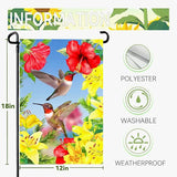 Hummingbird Garden Flags Red Flower Hibiscus and Yellow Lilies Yard Flag Wedding Anniversary Polyester Floral House Banners Double Sided for Spring Summer Party Outdoor Decor 12 x 18 Inch