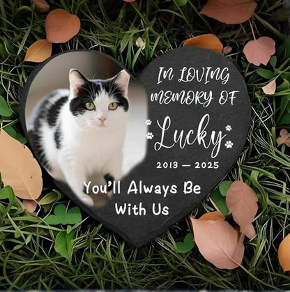 EBONY Personalized Pet Memorial Garden Stones for Dog or Cat Headstone Custom Pet Memorial Stone Customize with Name and Date Message Gift for Loss of Dog & Cat Lover (Heart)