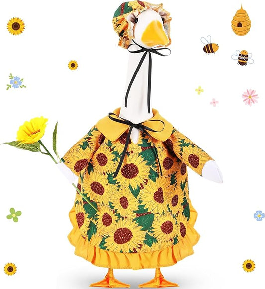 FuWeave Spring Sunflower Goose Outfit Lawn Porch Goose Clothes Costume 23" Geese Outdoor Patio Yard Lawn Art Decoration