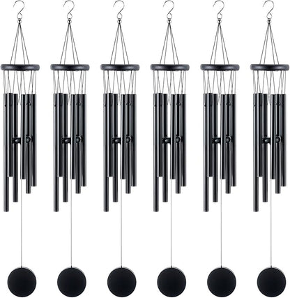 Yahenda 6 Pcs 28 Inch Rustic Wind Chimes for Outside Deep Tone Wind Chimes with 6 Aluminum Tubes Memorial Coolest Windchimes Outdoors for Farmhouse Garden Patio Home Decor (Blackwood, Black)