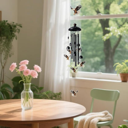 Eagle Wind Chimes for Outside, Black Metal Acrylic Windchimes Outdoors, Eagle Gifts for Women Men, Garden Yard Decor, Memorial/Birthday Gifts for Grandma Mom, Durable Chimes for Outdoors