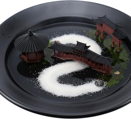 LOGOFUN 3PCS Mini Asian Garden Decor Miniature Pagoda Statue Mini Pavilion Ornament for Japanese Garden Accessory - Brown Black
