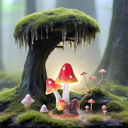MUAMAX Miniature Mushrooms Snail Fairy Garden Mushroom Fairy Garden Accessories Small Mushroom Figurine Bonsai Craft Decro Micro Landscape Ornaments