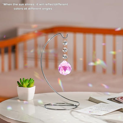 Grief Gifts for Women,40mm Crystal Suncatcher 9-inch Silver Stand with a Greeting Card,in Memory of Loved One Gifts,Memorial for Daughter