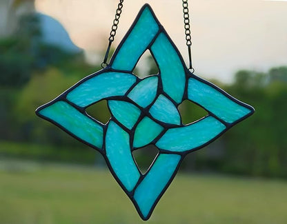 Celtic Trinity Knot Stained Glass Window Hanging Suncatcher Ornament,Irish Decoration Handmade Birthday Gifts for Women Parents Aunt Sister,St Patrick's Day Gifts for Mom Grandma
