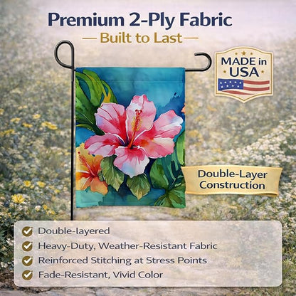Caroline's Treasures Hawaii Hawaiian Hibiscus in Watercolor Garden Flag Mailbox Flag Decorative Yard Flag Banner Outside Patio Artwork Yard Flower Beds, Garden Size, Multicolor