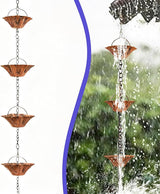 8.5FT Rain Chain for Gutters, Rain Chains for Outside with 12 Lotus Cups, Rustproof Rain Catcher Chain, Replacement for Downspout (Lotus)