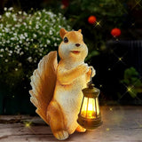 Solar Garden Statues Squirrel Decor - Resin Outdoor/Indoor Squirrel Sculpture Garden Lights Statue Decoration for Patio Home Yard Lawn, Unique Garden Figurine Lights Gift for Mom Grandma