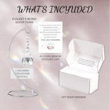 9-Inch Memorial Gifts,40mm Clear Memorial Crystal,Bereavement Suncatcher,Memorial Gifts for Loss of Mom Dad Friend Son Daughter,Silver Stand and a Sympathy Card