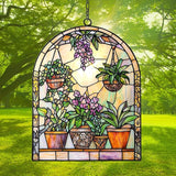 Garden Lovers Acrylic Suncatcher Stained Glass Effect Window Car Hanging Christmas Ornament Indoor Outdoor Decor Garden Sun Catcher Panel for Acrylic Suncatcher Lover for Women Mom Grandma