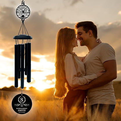Customized Anniversary Wind Chime ，Personalized Wedding Gift for Couples ，38" Wind Chimes for Anniversary Tree of Life，Unique Present for Him, Her, or Parents - Beautiful Outdoor Decor