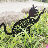 Zerodis Hollow Garden Statue Exquisite Black Cat Decoration for Bird Scaring Iron Garden Ornament for Outdoor Spaces