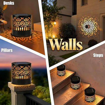 Decorative Solar Mandala Lights Outdoor, Solar Powered Metal Fence Light with Mandala Theme for Garden Post Patio Backyard Deck Step Wall Decor, Waterproof Windproof Durable Landscape (1Pcs REG Color)