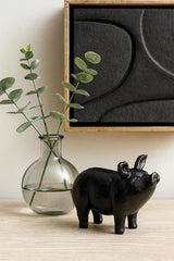 NACH Cast Iron Pig Statue, Standing Black Door Stopper, Rustic Paperweight