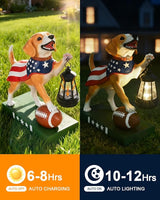 Solar Dog Garden Statue with Lantern - Unique Gifts for Women Mom Grandma, Sculpture Outdoor Decor for Patio, Porch, Yard, Lawn, Balcony