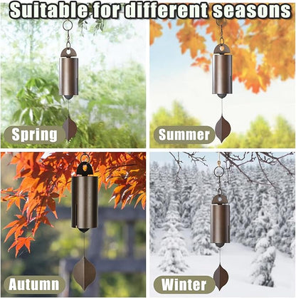 Deep Tone Heroic Windbell Large Cylinder Wind Chimes Antique Metal Outdoor Wind Chime Temple Wind Chime Memorial Wind Chimes Suitable for Patios Gardens Yards Porches (L-19.7inch)