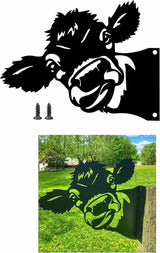 Peeping Cow Metal Art Farm Garden Decor Garden Fence Decoration Outdoor Decoration for Farmhouse,Yard,Lawn