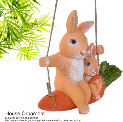 Gavigain Hanging Garden Pendant,Animal Model Rabbits Pattern Exquisitely Carved Romantic Feel Home Courtyard Decoration House Ornament