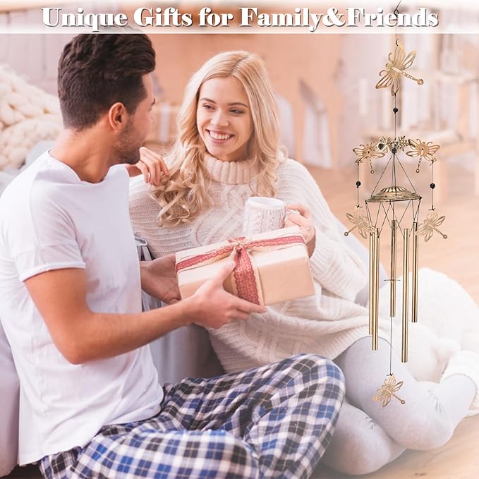 Wind Chimes for Outside Garden Decor - Dragonfly Decorations Wind Chimes, Birthday Gfits for Women, Mom, Grandma, Memorial Gifts, Housewarming Gifts, Yard or Patio Deals