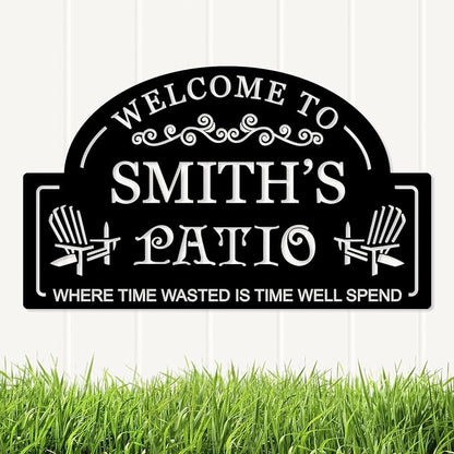 Personalized Metal Patio Sign, Welcome to Patio Wall Decor, Custom Outdoor Large Patio Signs, Personalized Outdoor Signs for Patio, Backyard Metal Sign, Housewarming Present