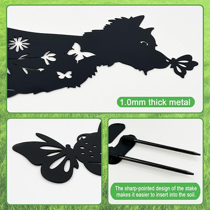 Dog Stakes for Outside, Lawn Ornaments Yorkie Metal Garden Decor for Outdoor,Yard,Lawn,Garden Decor Stakes