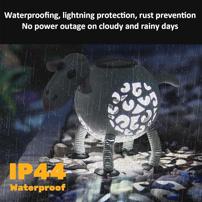 Solar Garden Statues Sheep Solar Lights Wrought Iron IP44 Waterproof Sheep Figurines Garden Decor Metal Sculptures Lights for Car 10x7 Inch