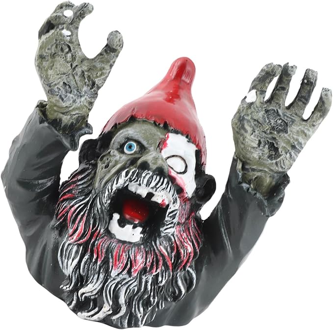 Zombie Garden Gnomes Zombie Dwarf, Garden Statue Sculpture Evil Scary Outdoor Halloween Decoration Ornament Horror Zombie Dead Gnome Zombie Gnome for Indoor and Outdoor Patio Use