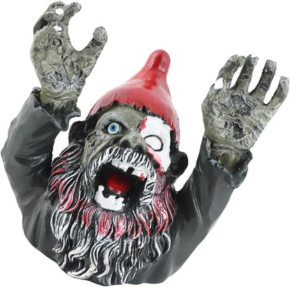 Zombie Garden Gnomes Zombie Dwarf, Garden Statue Sculpture Evil Scary Outdoor Halloween Decoration Ornament Horror Zombie Dead Gnome Zombie Gnome for Indoor and Outdoor Patio Use