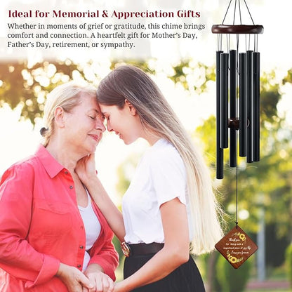 Sunflower Wind Chime with Thank You Quote Important Piece of My Life, Memorial Gift for Mom, Dad, Teacher, Friend or Farewells, 36" Outdoor Sympathy Chimes for Remembrance & Comfort