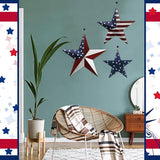 Funrous 3 Pcs Memorial Day Decorations Outdoor 12'' 8'' and 6'' Patriotic Metal Stars American Flag Stars 3D Wall Art Decor 4th of July Barn Star for Home Porch Yard