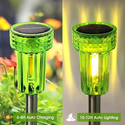 DERAYSION Solar Pathway Lights Outdoor,Green Solar Lights LED Waterproof Solar Lights Auto Dusk-to-Dawn for Yard, Path, Garden, Walkway, Landscape 8 Pack