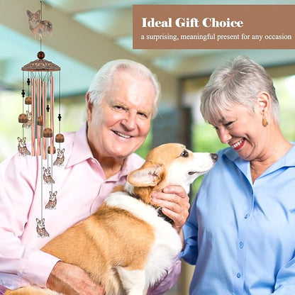 Corgi Wind Chimes for Outside,Metal Garden Decor Corgi Windchimes Gifts for Grandma/Women Birthday Gifts,Outdoor/Indoor Metal Wind Chime for Garden,Home, Lawn, Porch, Yard (35")