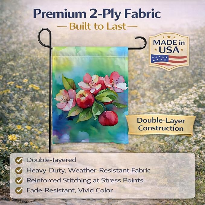 Caroline's Treasures Arkansas Apple Blossom in Watercolor Garden Flag Mailbox Flag Decorative Yard Flag Banner Outside Patio Artwork Yard Flower Beds, Garden Size, Multicolor