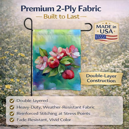 Caroline's Treasures Arkansas Apple Blossom in Watercolor Garden Flag Mailbox Flag Decorative Yard Flag Banner Outside Patio Artwork Yard Flower Beds, Garden Size, Multicolor