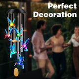 DesGully Wind Chimes,Hummingbird Solar Wind Chimes for Outside Color Changing,4 Aluminum Tubes Wind Bell for Garden/Patio Decor Thanksgiving Gifts for Mom, Wife, Grandma Neighbors(25 Inch Deep Tone)