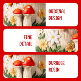14''W Mushroom House Statue Outdoor Statues Garden Resin Stool Over-Sized Sculpture Forest Pedestal Spring Decor for Home Courtyard Lawn Patio Summer Ornament Indoor Stool