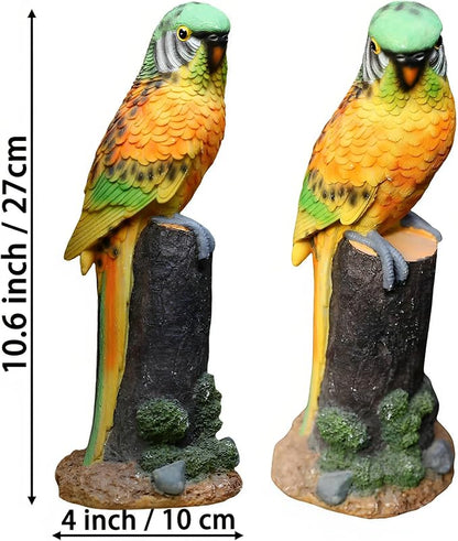 Macaw Parrot Garden Statue, 10.6" Hand-Painted Tropical Bird Figurine, Decorative Art Deco Accent for Patio and Home, Lifelike Design (Yellow)