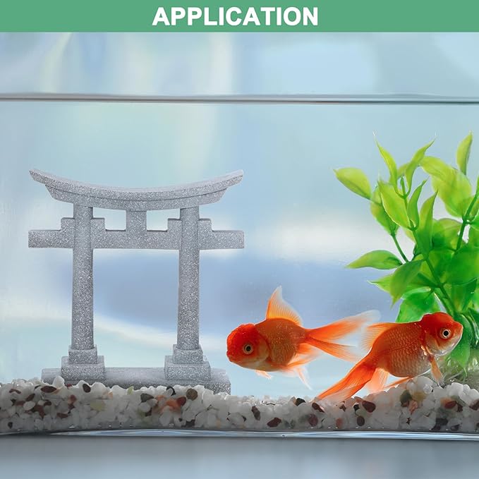 M METERXITY 5.6" H Miniature Torii Gate Ornaments with Plaque, Mini Chinese Gate Models Decorative Japanese Sandstone Tiny Home Landscape Accessories for Aquarium/Fish Tank/Garden Decor