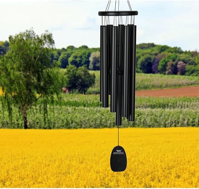Woodstock Chimes Signature Collection, Gregorian Chimes, Alto (27'') Black, Inspirational and Memorial Wind Chimes for Outdoor, Patio, Home or Garden Décor (GABB)