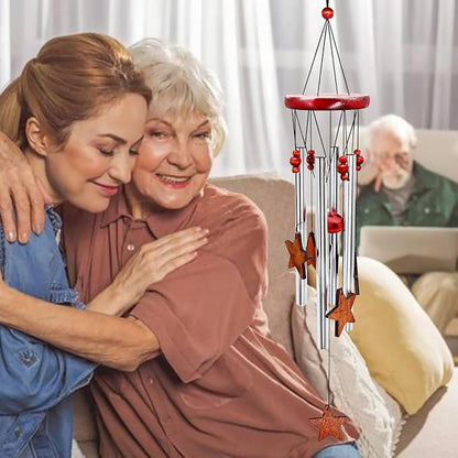 Star Wind Chimes Outdoor Outside Decor for Patio Porch Garden Memorial and Sympathy Windchime Silver