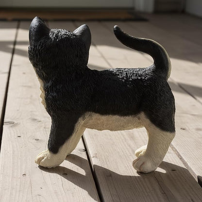 Elenon Cat Garden Statue Decorative for Yard, Standing Cat Figurines Home Lawn Decor, Patio Kitten Tuxedo Statues Pets Memorial Ornament for Cat Lovers