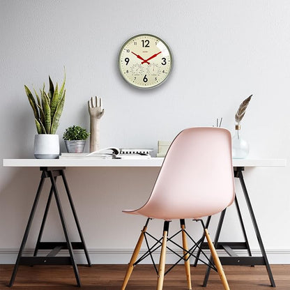 Cloudnola Indoor Outdoor Waterproof Metal Wall Clock with Thermometer and Hygrometer, Zinc Gray, 12 inch Silent Non-Ticking Battery Operated Quality Quartz Round Clock for Patio and Home Decor