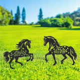 Metal Horse Decor for Outside,2 Piece Black Horse Silhouette Statues Garden Decor for Outside,Outdoor Decor,Yard Art,Lawn Ornaments,Gifts(Black Horse)