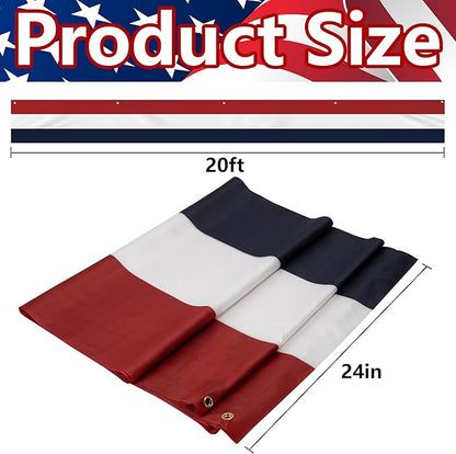 EBaokuup 20x2 Ft Large Patriotic Bunting US Flag Decorations-Double Sided Printed 4th of July Banner Decor Red,White & Blue Stripe Flag-American Patriotic Bunting Flags Hanging for Independence Day Outdoor Porch Garden